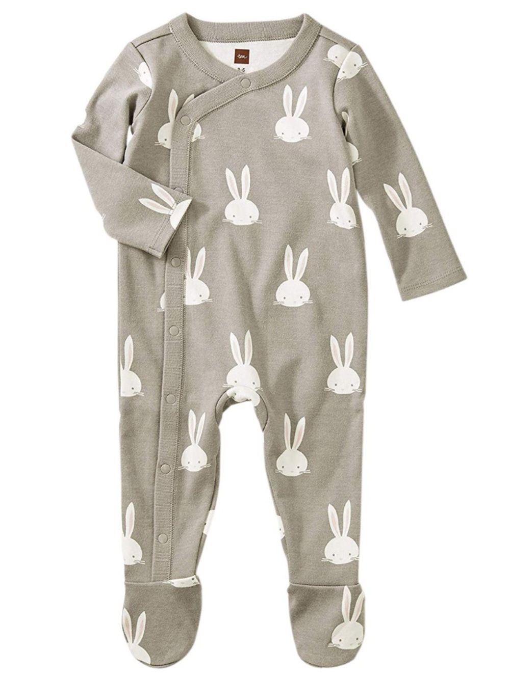 Tea Collection Gray & White Bunny Romper - 3-6 Months